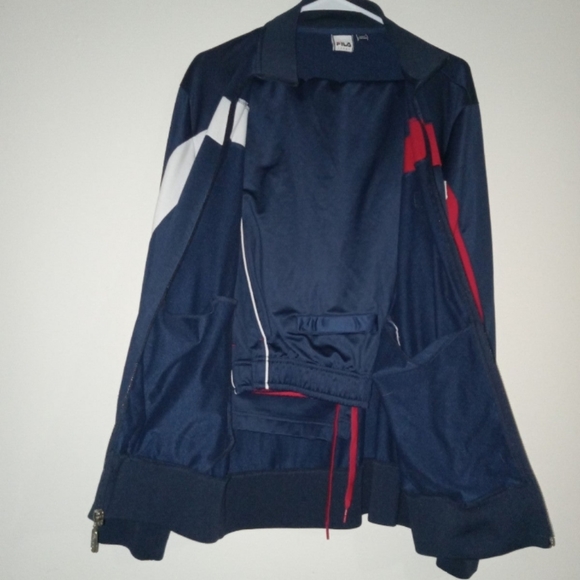 Blue, red & white Fila tracksuit..jacket is a large, pants are medium - Picture 3 of 8